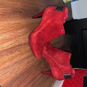 Bandolino Red Suede Booties